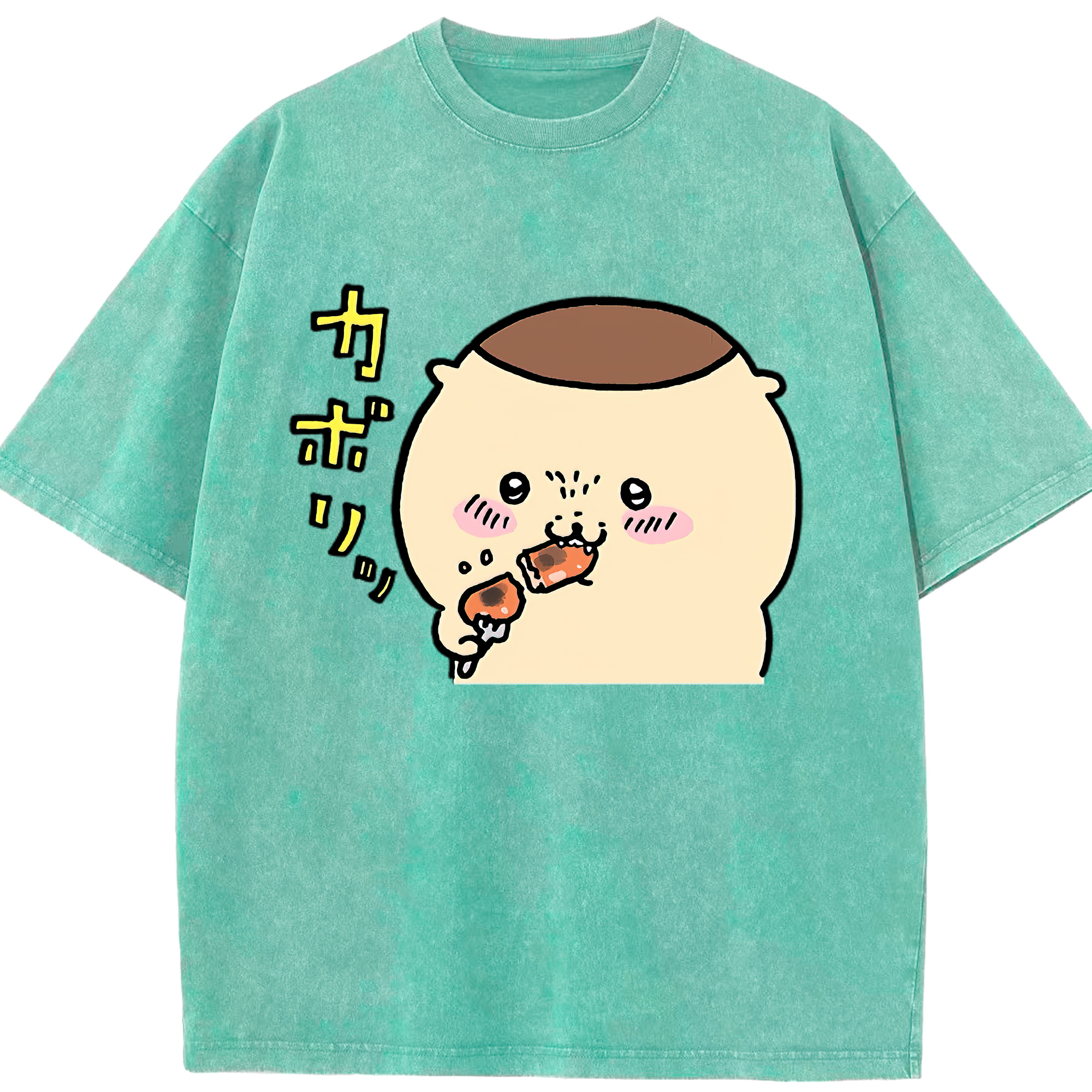 （画像用） ちいかわ くりまんじゅう Chii-kawa kuri manjū 綿100% ヴィンテージ風 半袖Tシャツ（フロントプリント）